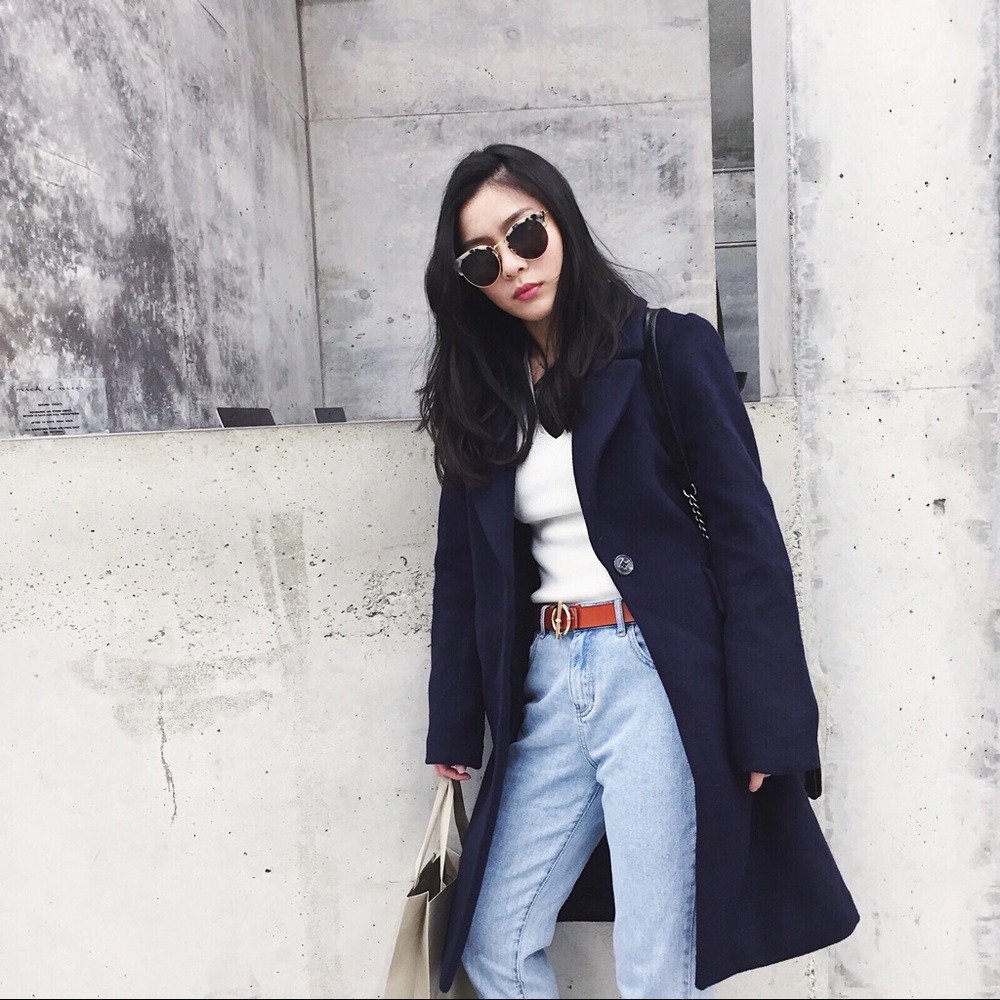 H&M navy blue wool jacket
